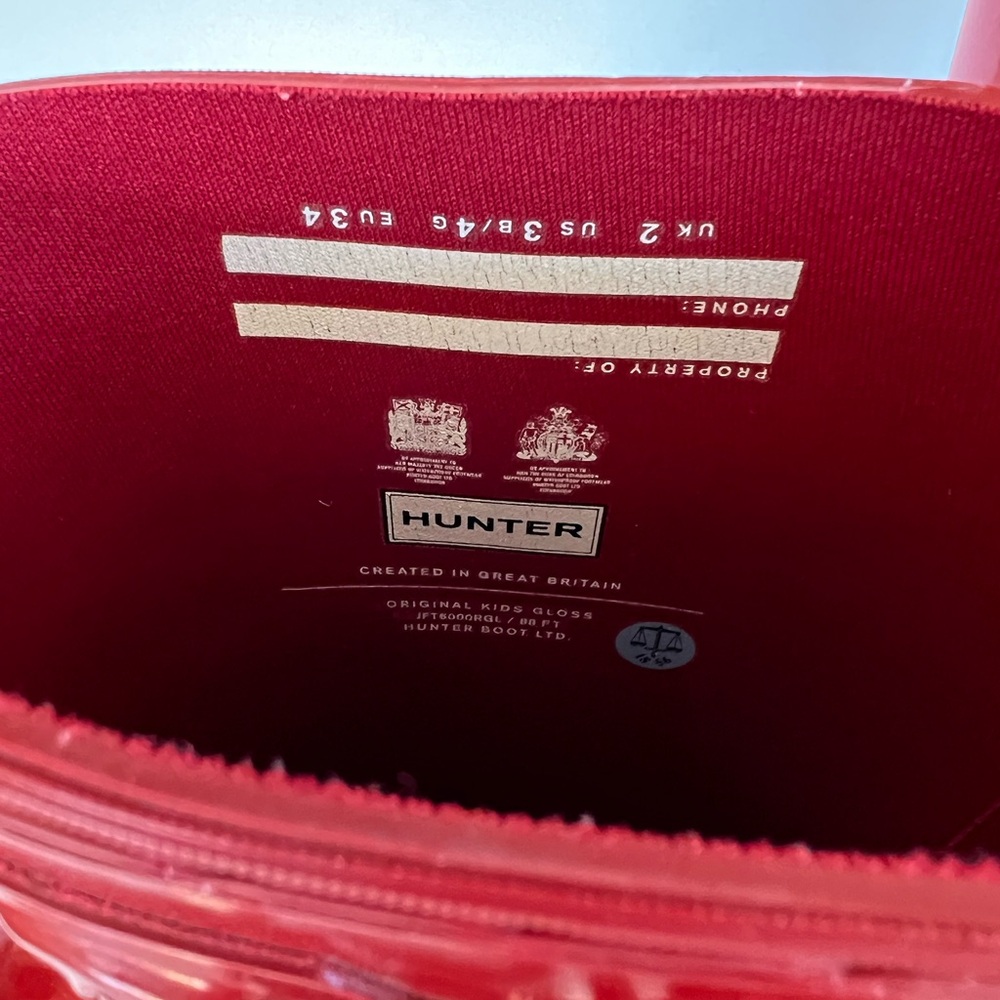 Hunter Kids’ Original Tall Rain Boots in Military Red, size B3/G4 UK2 - Picture 7 of 9